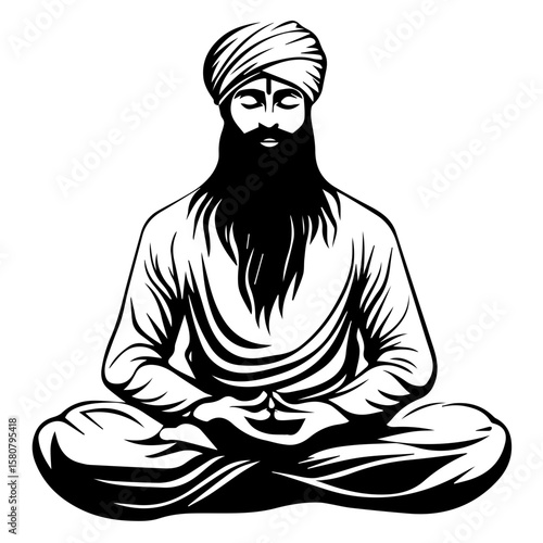 Sikh Clipart illustration, Sikh man, traditional attire, sherwani, turban