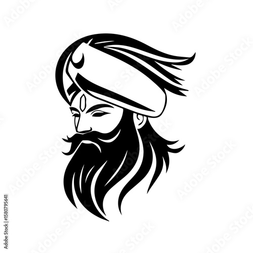 Sikh Clipart illustration, Sikh man, traditional attire, sherwani, turban