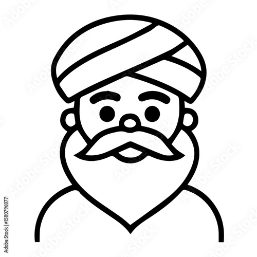 Sikh Clipart illustration, Sikh man, traditional attire, sherwani, turban