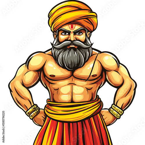 Sikh Clipart illustration, Sikh man, traditional attire, sherwani, turban