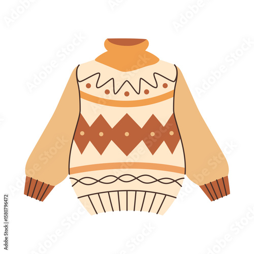 Warm knitted autumn sweater. Vector illustration.