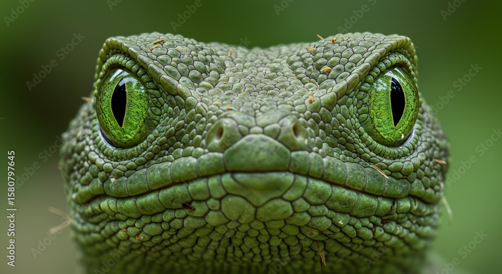 Fototapeta premium Verdant dragon gaze captivates intently