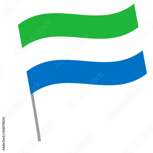 Sierra Leone national flag flutters with flagpole