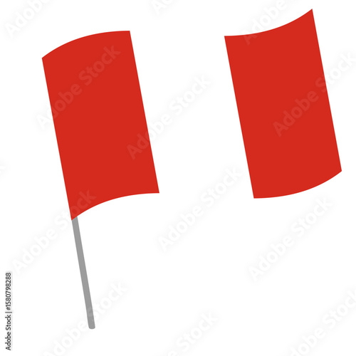 Peru national flag flutters with flagpole