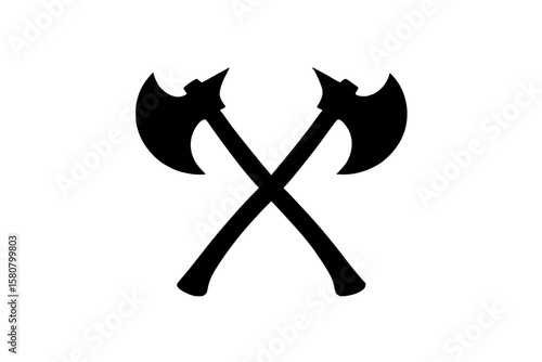 Crossed Axes Silhouette on White Background