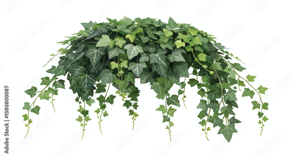 Naklejka premium Hanging Plant Vector Icon - Cascading Greenery A Verdant Display of Ivy Vines and Lush Leaves in a Hanging Arrangement, perfect for botanical illustrations