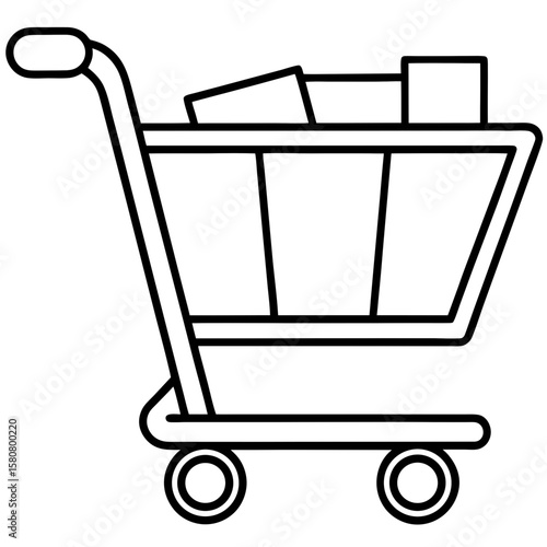 Digital Medicine Cart Line Art Illustration