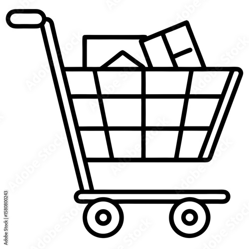 Digital Medicine Cart Line Art Illustration