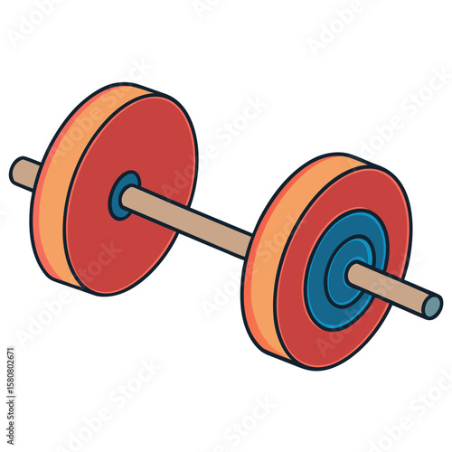 Simple side view illustration of a barbell with weight plates isolated on white background