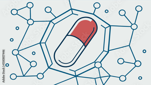 Pharmaceutical drug capsule medicine healthcare network connection science research innovation therapy concept