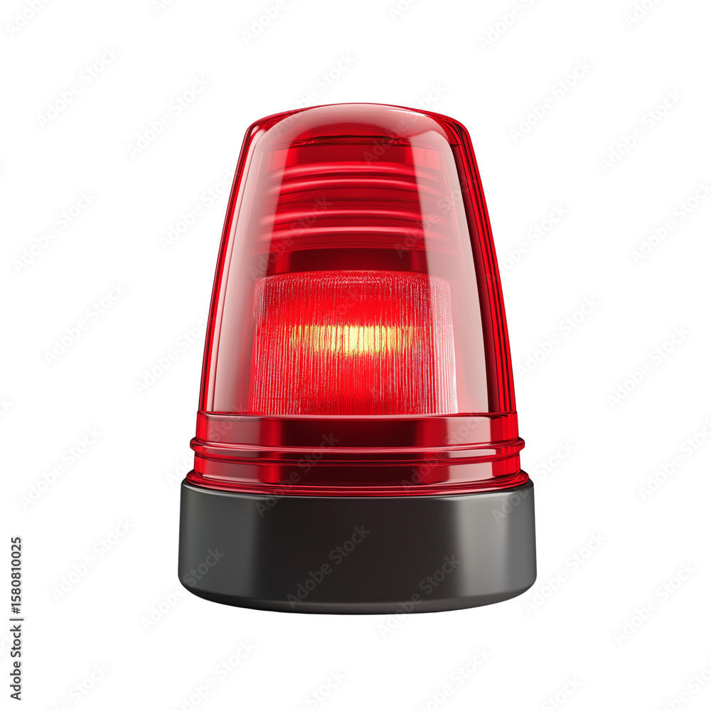 Red Emergency Siren Light Flashing on Transparent Background Red Emergency Siren Light Flashing on Transparent Background