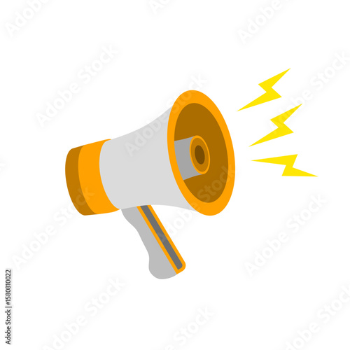 Flat Megaphone Icon with Sound Waves