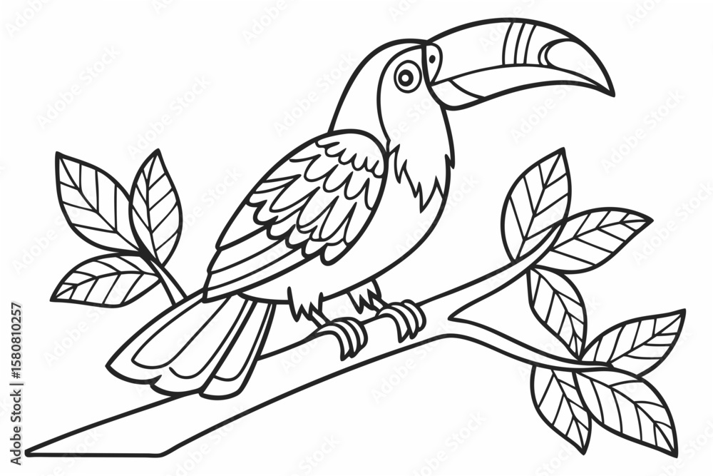 Naklejka premium coloring page line art the toucan black vector