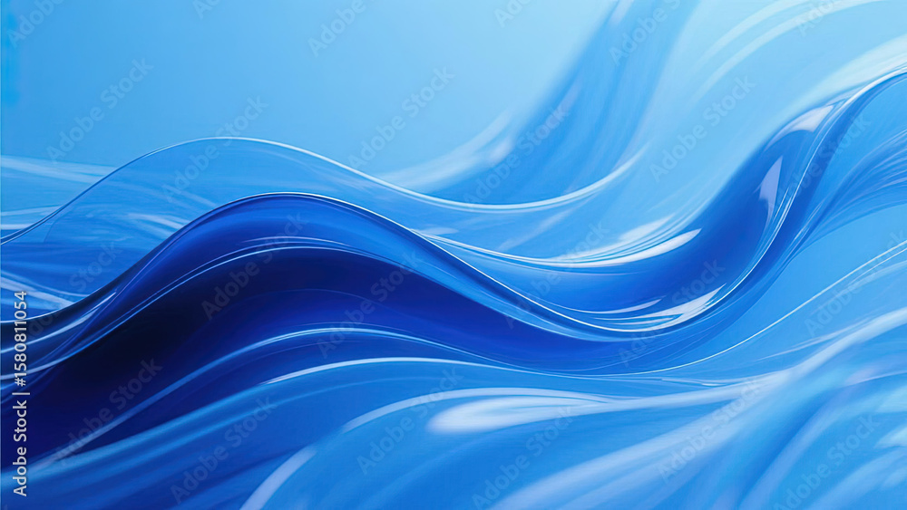 Fototapeta premium Blue Satin - Smooth Wavy Background with Glossy Finish for Modern Design 