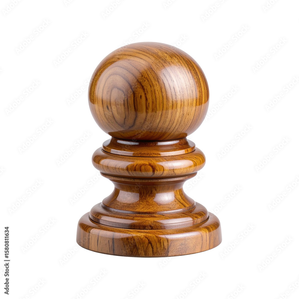 Ornate Wooden Ball Finial with Polished Surface, Front View, Isolated on Transparent Background Ornate Wooden Ball Finial with Polished Surface, Front View, Isolated on Transparent Background