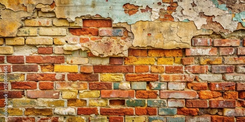 Awe-inspiring aged brick wall texture, displaying a spectrum of colors and weathered mortar, revealing the passage of time and the enduring strength of aged brickwork