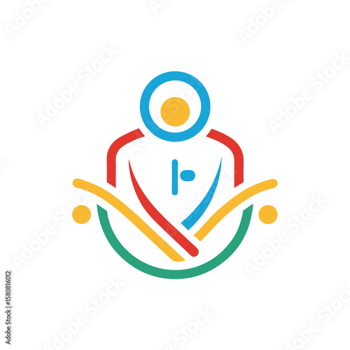 physiotherapy line color icon restorative care logo