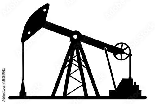 Isolated Oil Pump Jack Machine Equipment on White Background – Industrial Drilling Rig, Petroleum Extraction