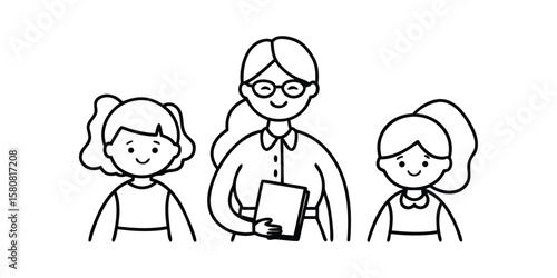 Teacher and students