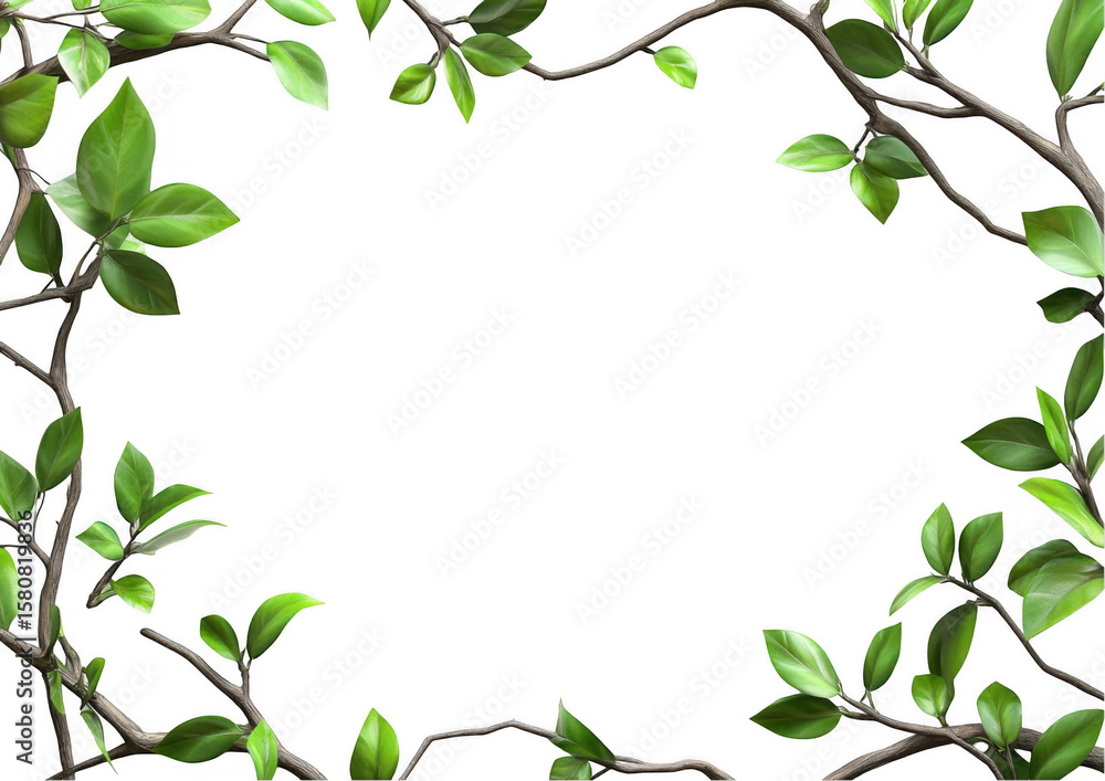 Naklejka premium Green Leaf Frame Border