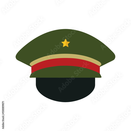 Military Cap Icon Set with Peaked and Patrol Cap Styles