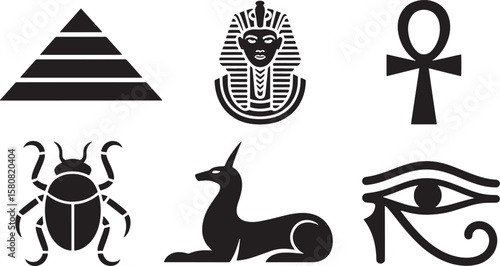 Ancient Egyptian Cultural Symbols and Mythology Icons