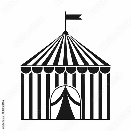 Minimal Black and White Carnival Tent vector Illustration.