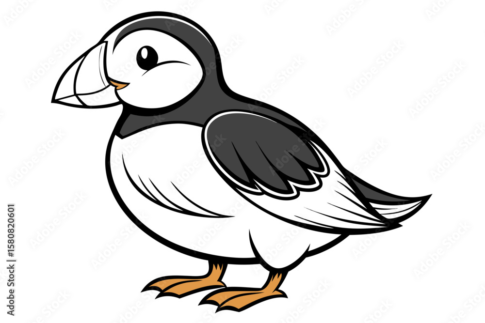 Fototapeta premium coloring page line art the puffin black vector