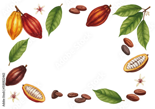 Vector watercolor cacao / 水彩テイストのカカオイラスト