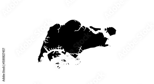 Singapore Map Silhouette Vector