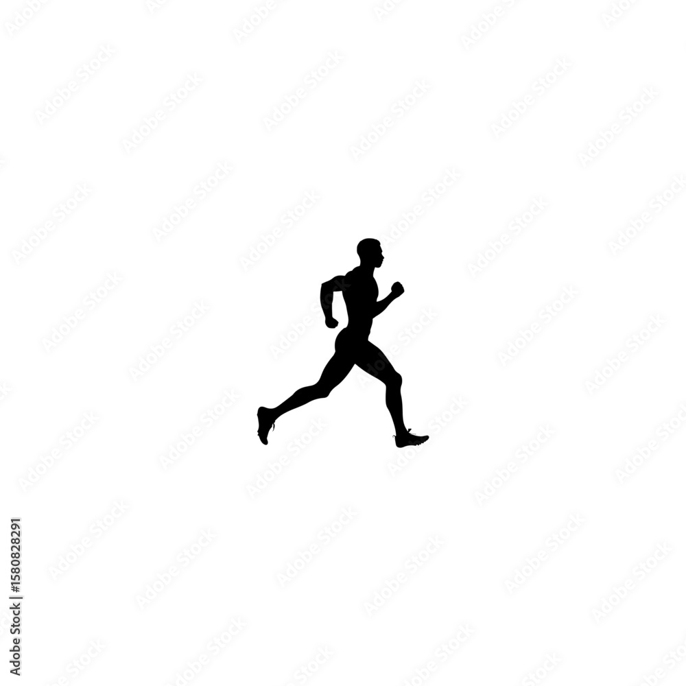Man runner black icon on white background. Male runner silhouette Man runner black icon on white background. Male runner silhouette