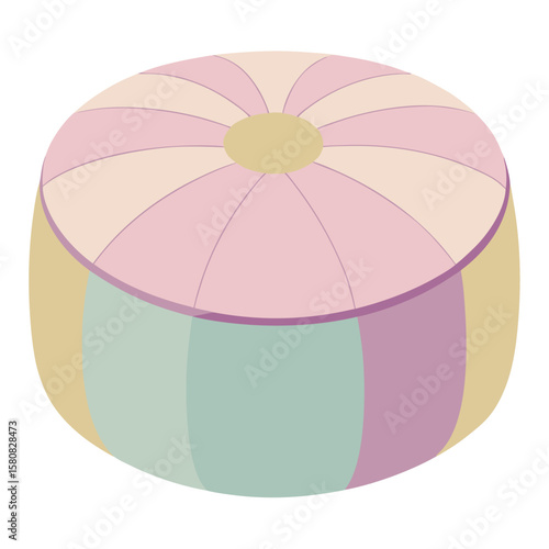 Soft round ottoman pouf in a gentle pastel color isolated on white background