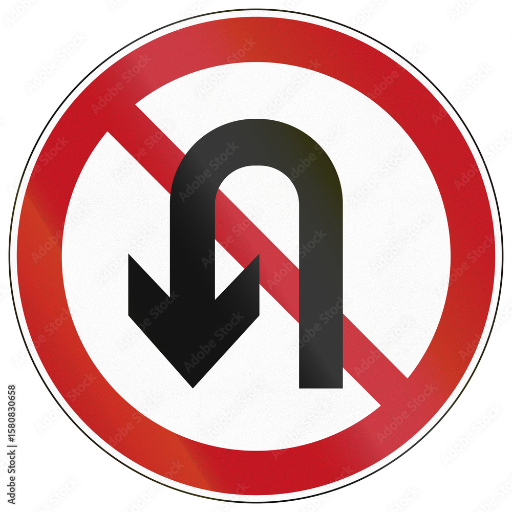 Road sign in China - No U-turn Road sign in China - No U-turn