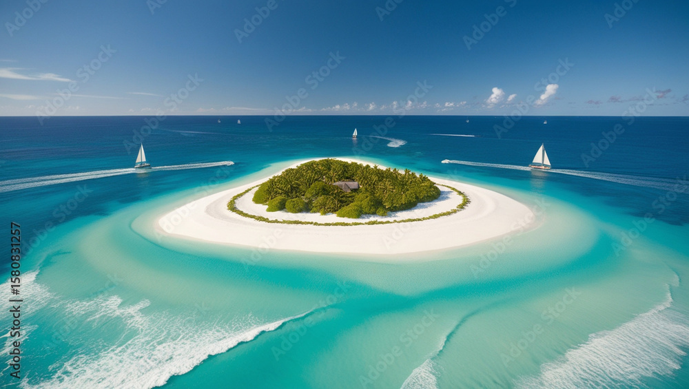 Obraz premium Tropical Island Paradise with Turquoise Waters and White Sand Beaches