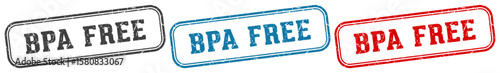bpa free stamp. bpa free rectangular stamp set isolated on white background