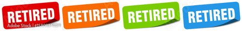 retired sticker. retired sticker set on white background