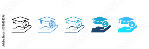 Scholarship icon set multiple style collection
