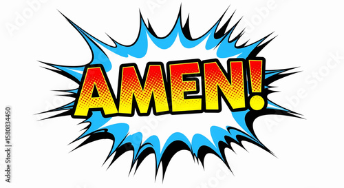 Amen Comic Pop Art Vector A Powerful Word Bursting with Energy and Style