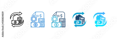 Refinance icon set multiple style collection