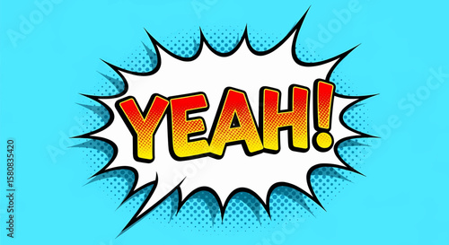 Exclamatory Yeah! Vector Design Comic Burst Effect in Vibrant Colors for Graphic Fun