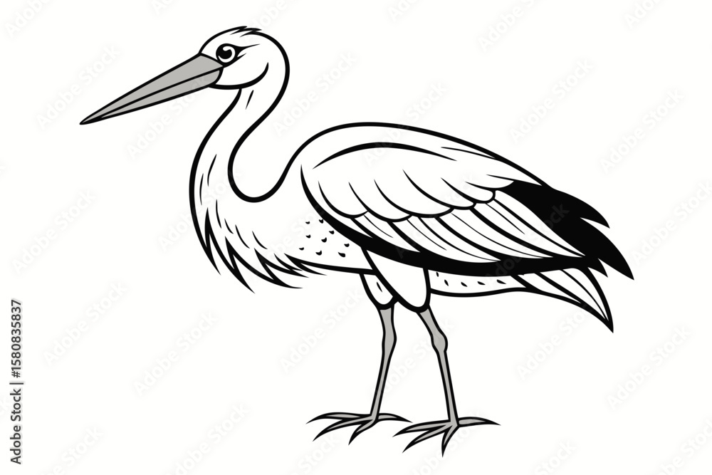 Fototapeta premium coloring page line art the stork black vector