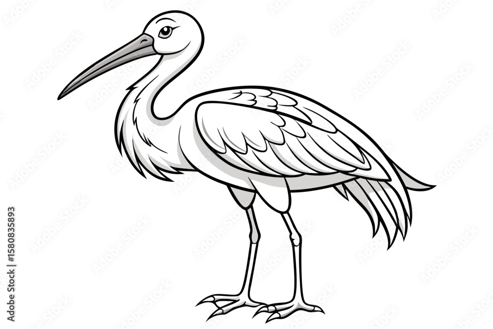Fototapeta premium coloring page line art the stork black vector