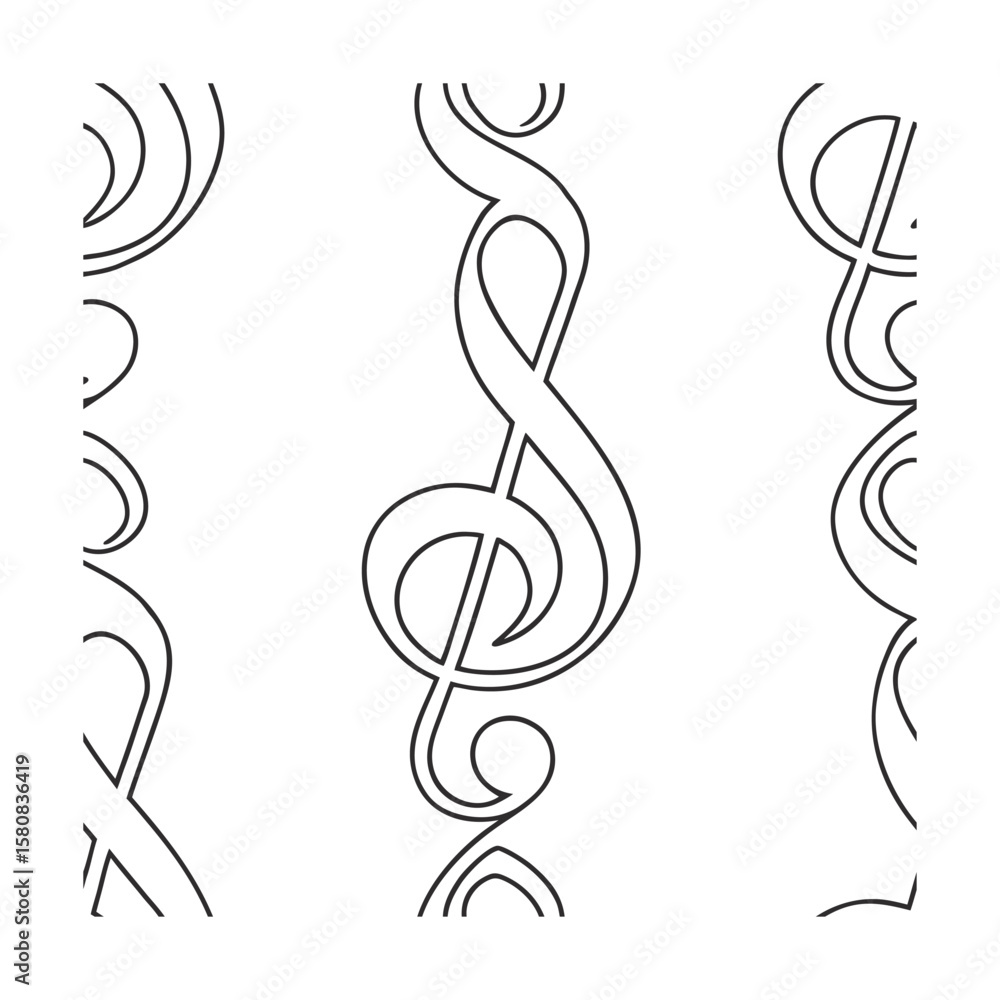 Fototapeta premium Treble Clef Pattern on with Repeating Musical Symbols Note