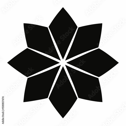Geometric Eight-Pointed Star Shape Abstract Black and White Design Element