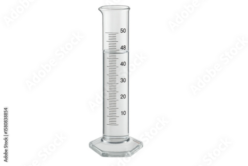 Laboratory graduated cylinder isolated on transparent background filled partially