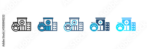 Veterinary icon set multiple style collection
