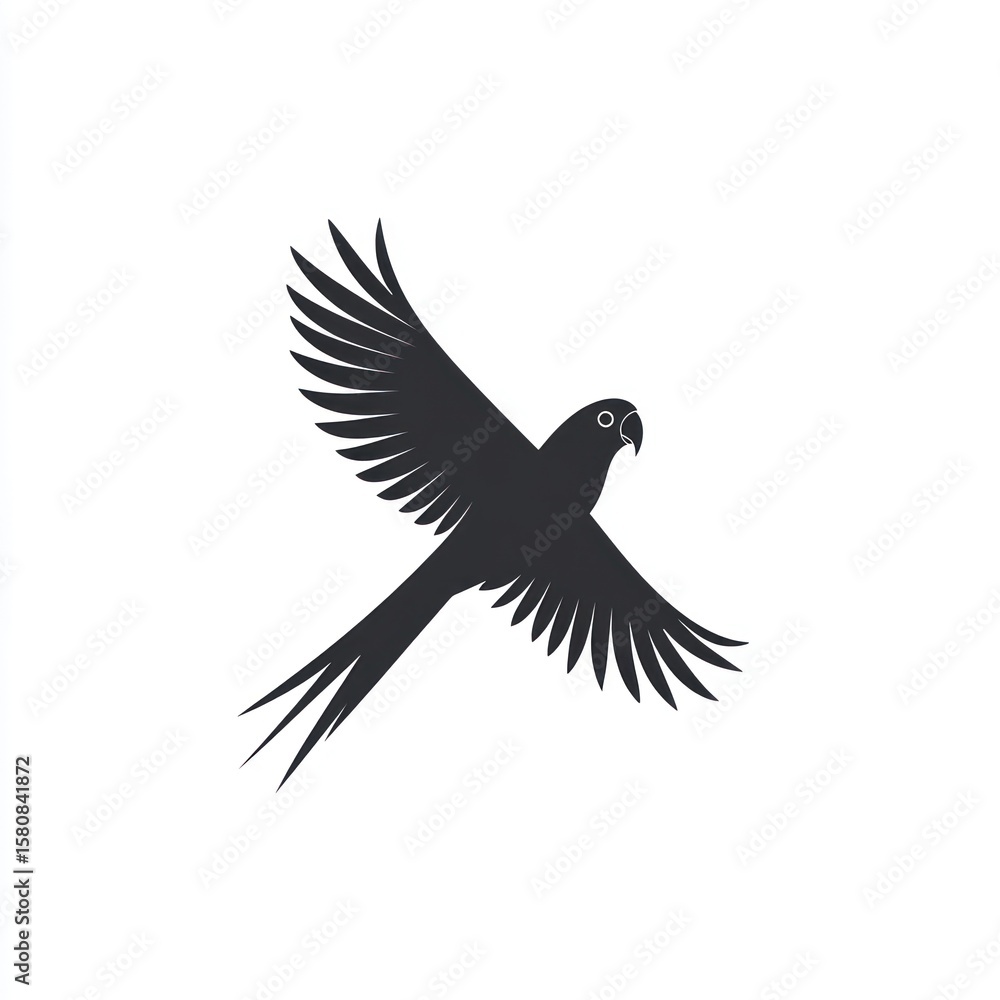 Fototapeta premium Silhouetted parrot in flight