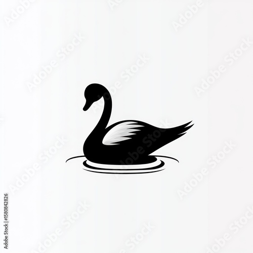 Fototapeta Naklejka Na Ścianę i Meble -  Silhouette of a black swan on water