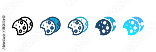 Cookie icon set multiple style collection