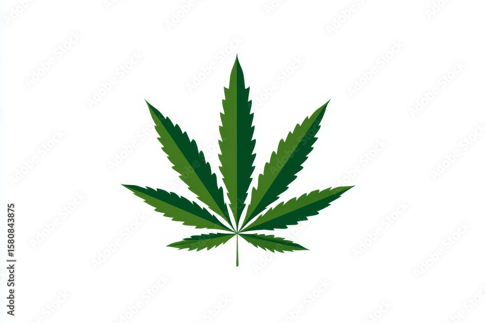 Green cannabis leaf illustration on white background Green cannabis leaf illustration on white background